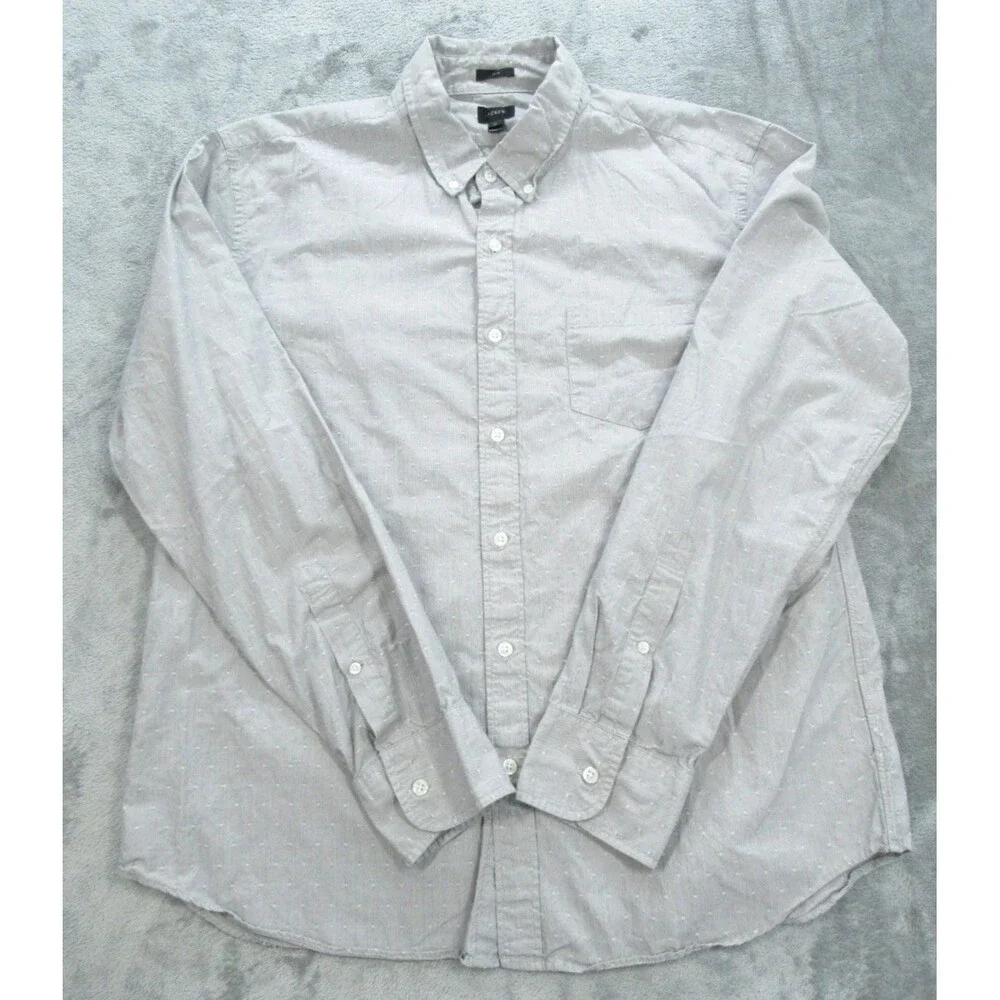 J.CREW Men’s Sz. XL Slim Fit Shirt Buttoned Up Long Sleeve Gray Dots Preppy